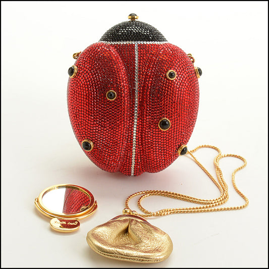 RDC15251 JUDITH LEIBER Red Ladybug Crystal Minaudiere