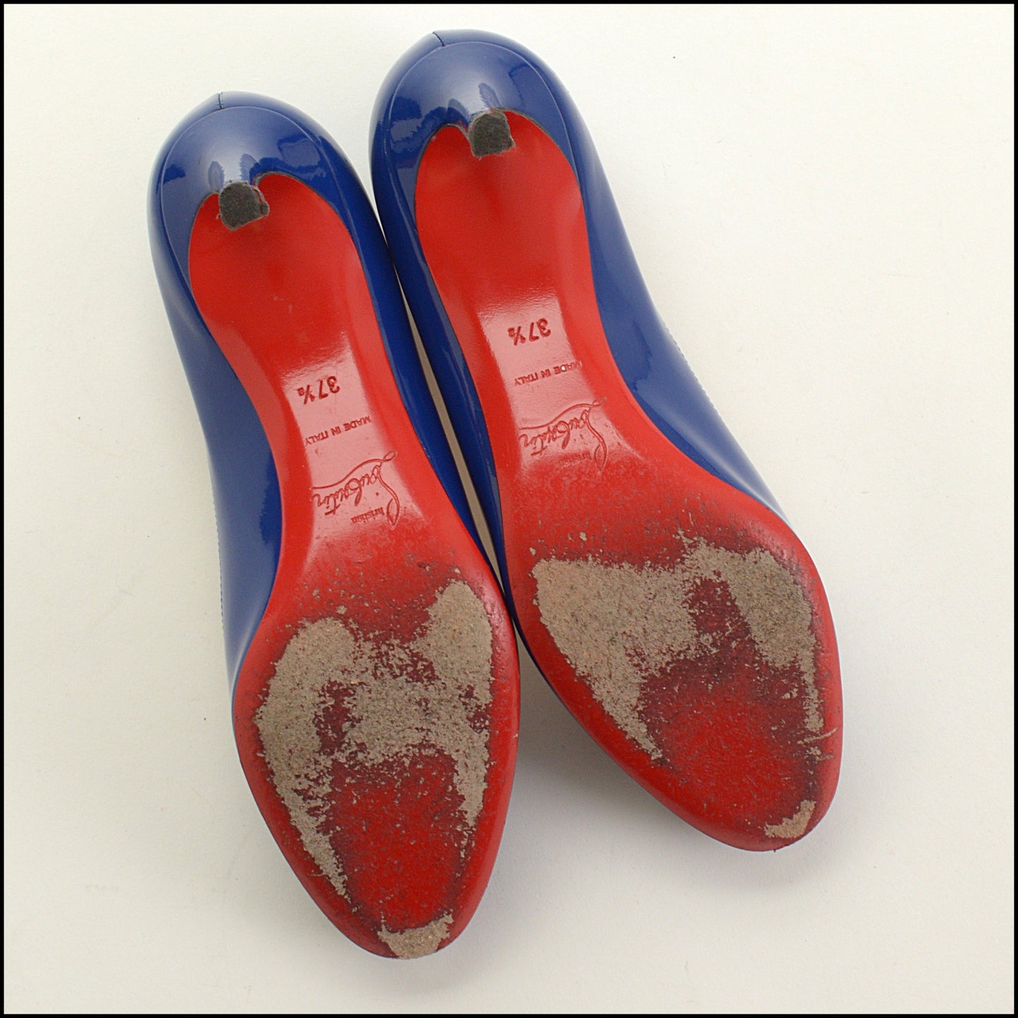 RDC15511 CHRISTIAN LOUBOUTIN Blue Patent Calfskin Leather Simple 85 Pump Size 37.5