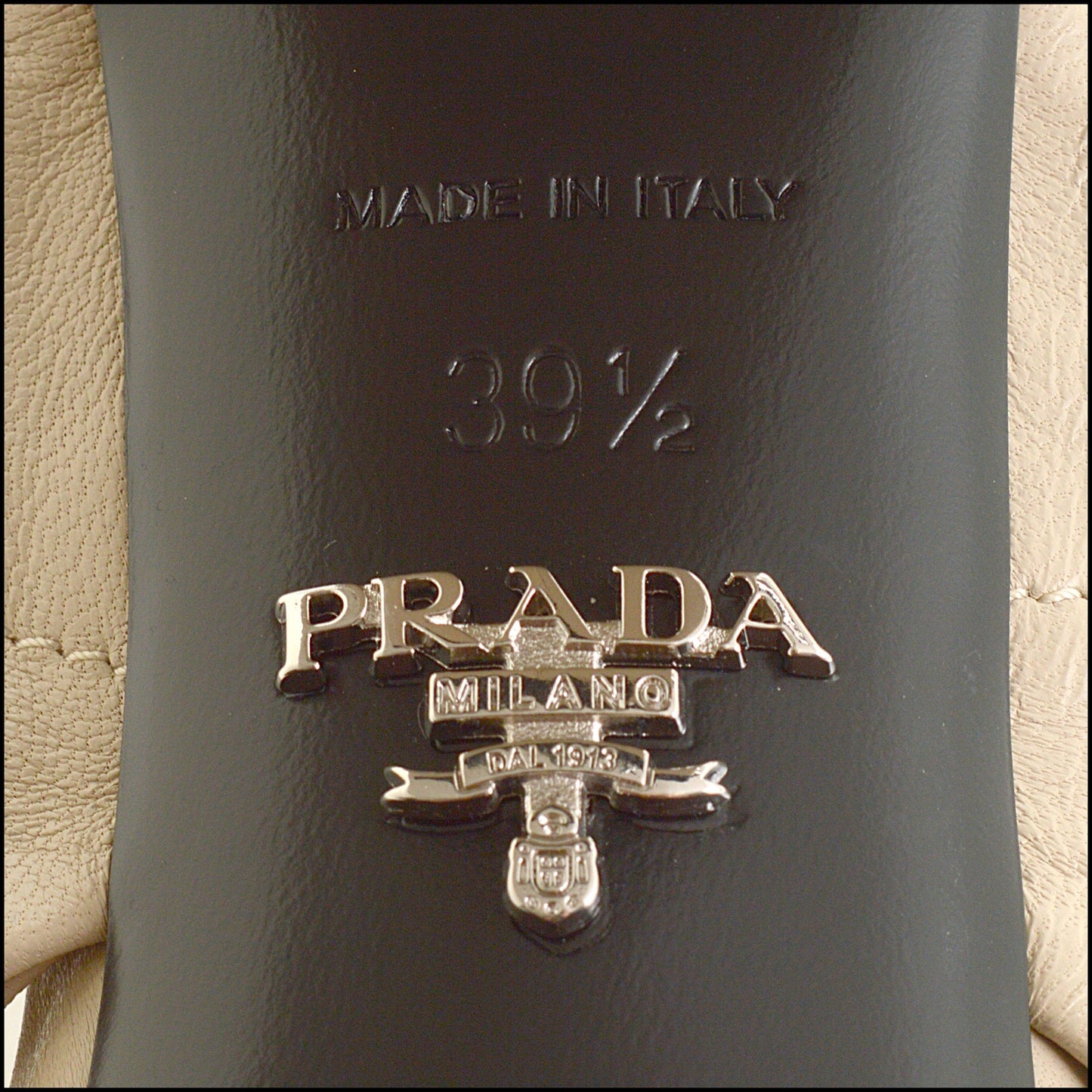 RDC15431 PRADA Taupe Quilted Criss-Cross Sandals with Block Heel Size 39.5