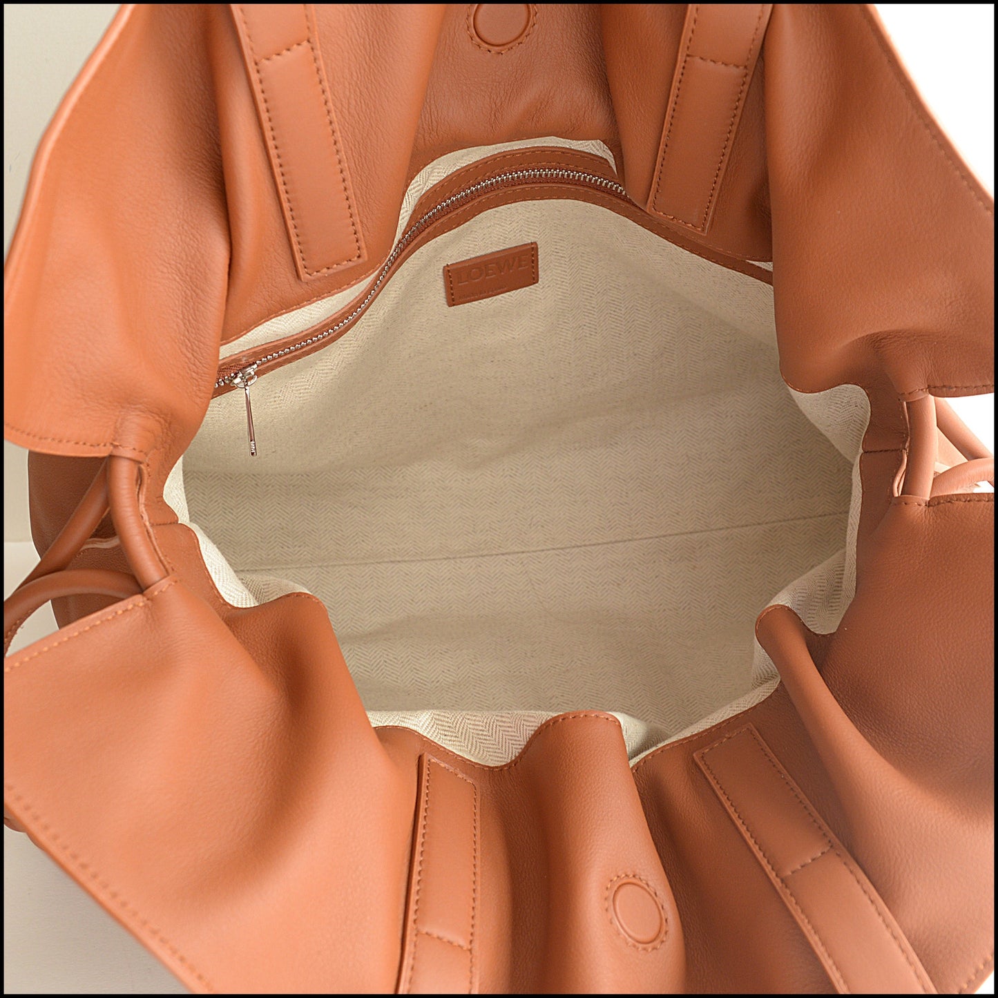 RDC15427 LOEWE Brown Calfskin Large Flamenco Tote Bag