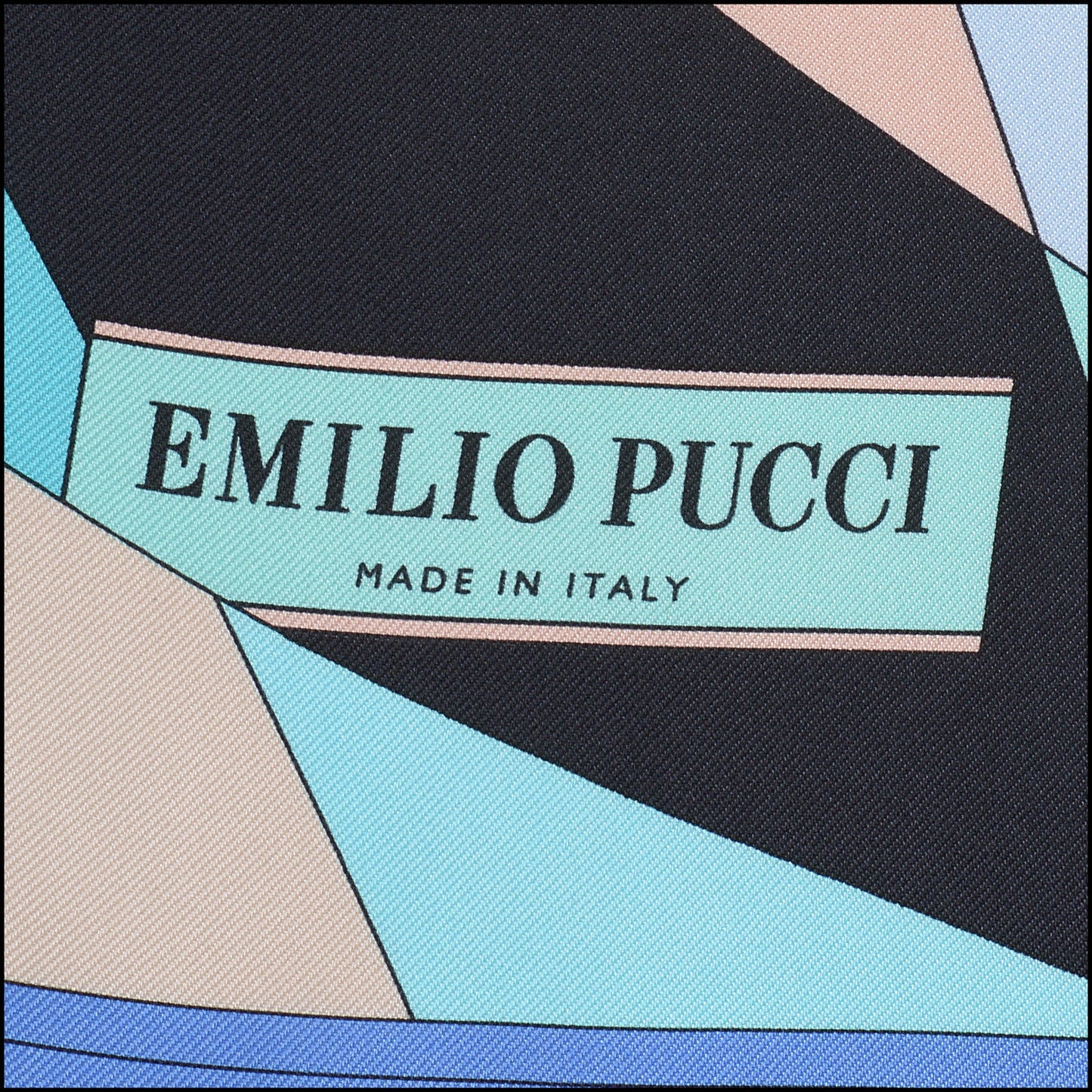 RDC14295 Authentic EMILIO PUCCI Blue/Turquoise/Black Curves Square Silk Scarf