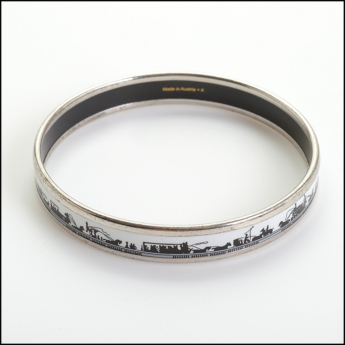 RDC14441 Hermes Black & White Narrow Bangle Size Small/36