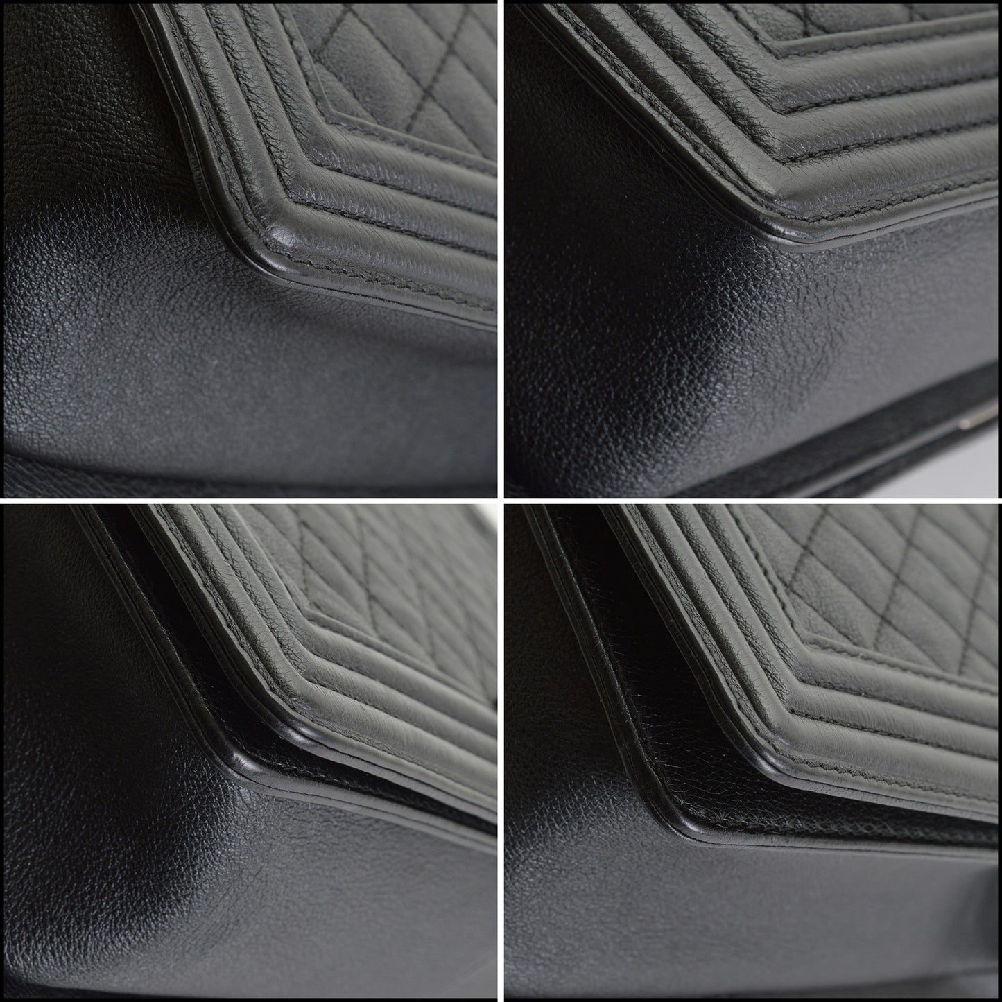 RDC15015 CHANEL '13-'14 Black Leather Quilted Large Boy Bag