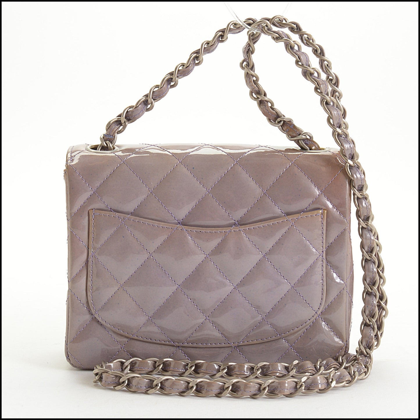 RDC14967 CHANEL '00-02 Iridescent Mauve Patent Leather Square Classic Mini Flap Bag