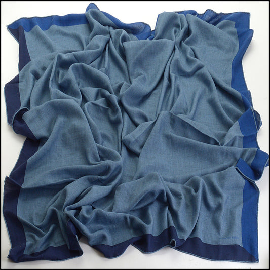 RDC14626 HERMES Blue Multi Cashmere Silk Encadre Giant 140cm Scarf