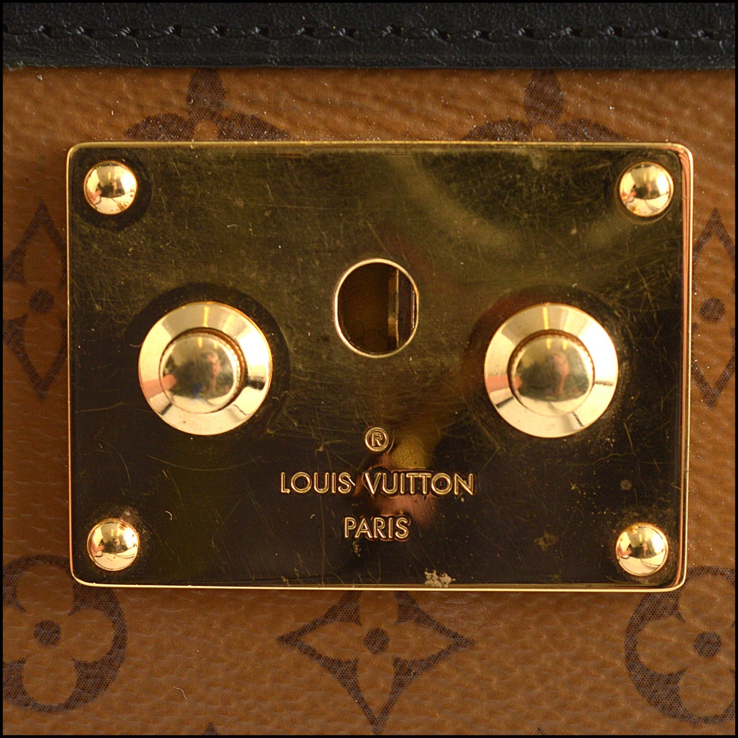 RDC15426 LOUIS VUITTON Brown Canvas Reverse Trunk Bag