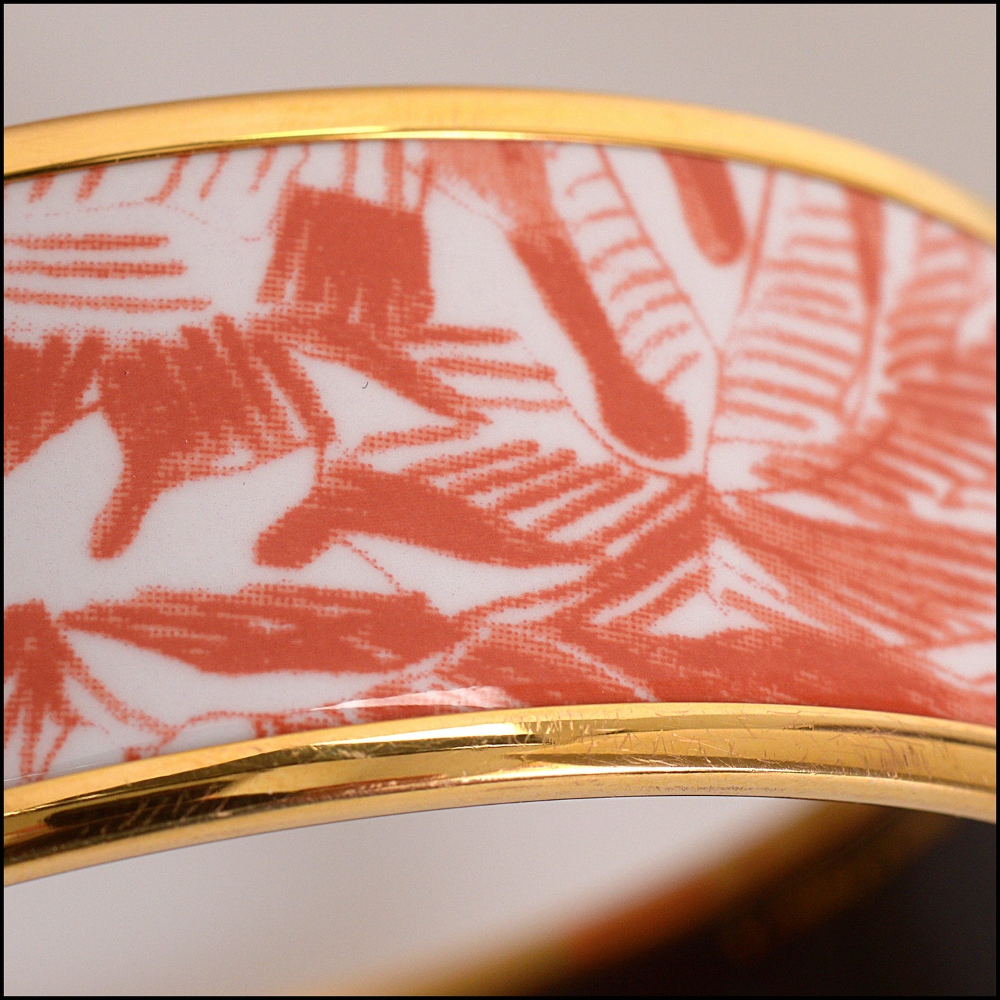 RDC14810 HERMES White/Orange/Green Tropical Wide Bangle Bracelet