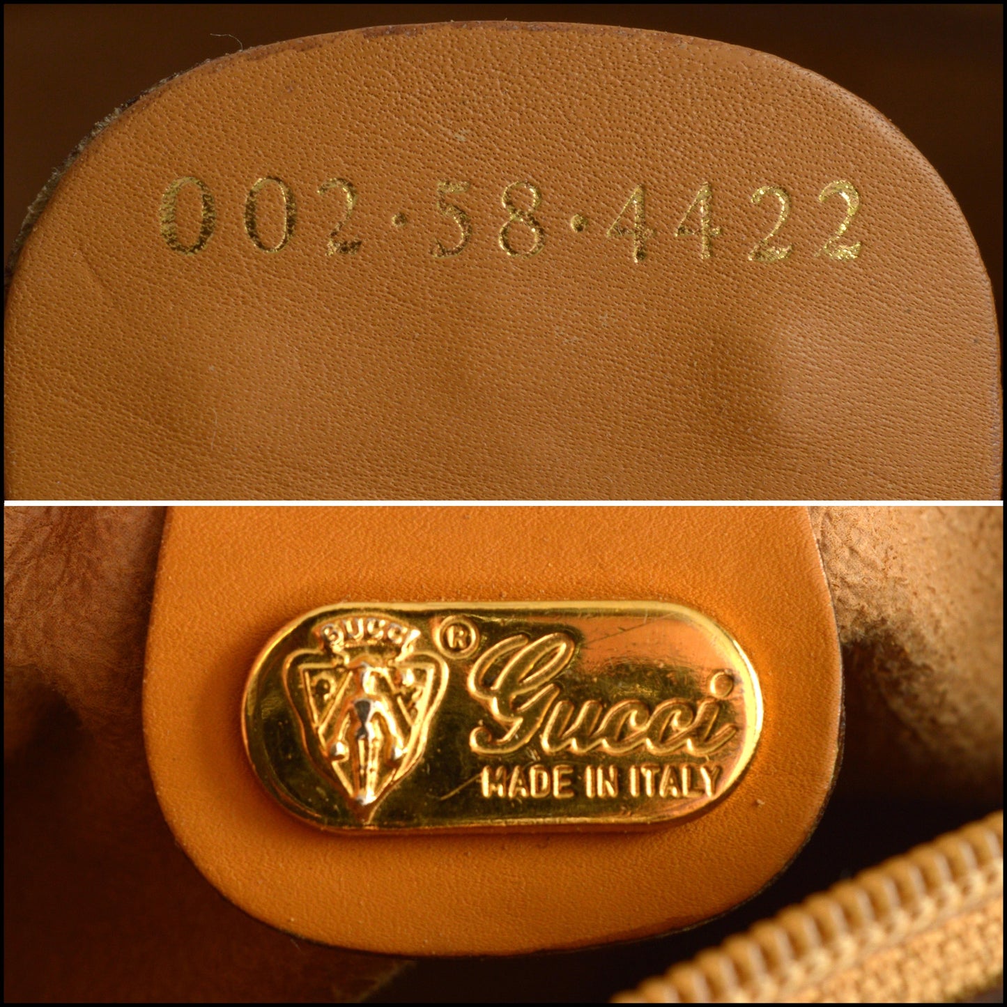 RDC15506 GUCCI Vintage Tan Leather Micro GG Boston Bag