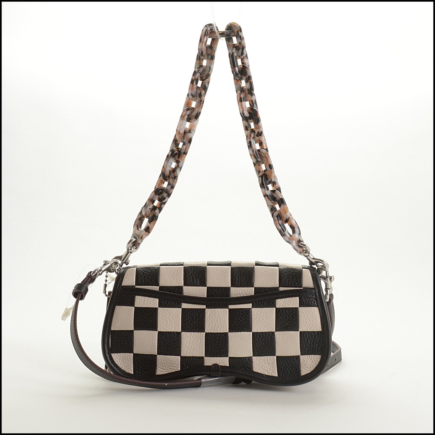 RDC15399 COACHTOPIA Black and White Checkerboard Wavy Dinky Bag