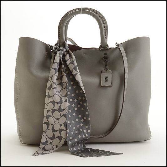 RDC15277 COACH Grey Glovetanned Leather Rogue Tote Bag