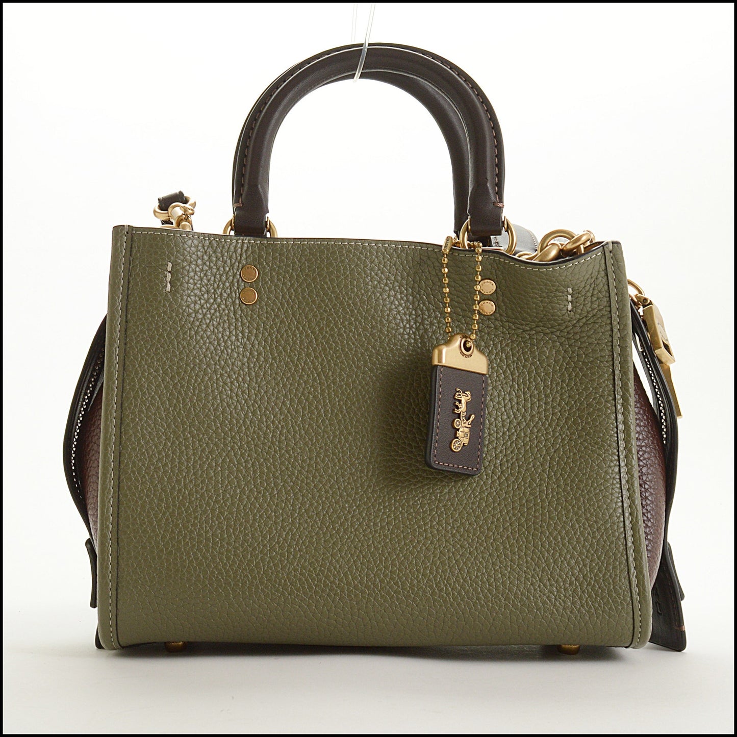 RDC15502 COACH Colorblock Olive Green Brown Glovetanned Leather Rogue 25 Bag