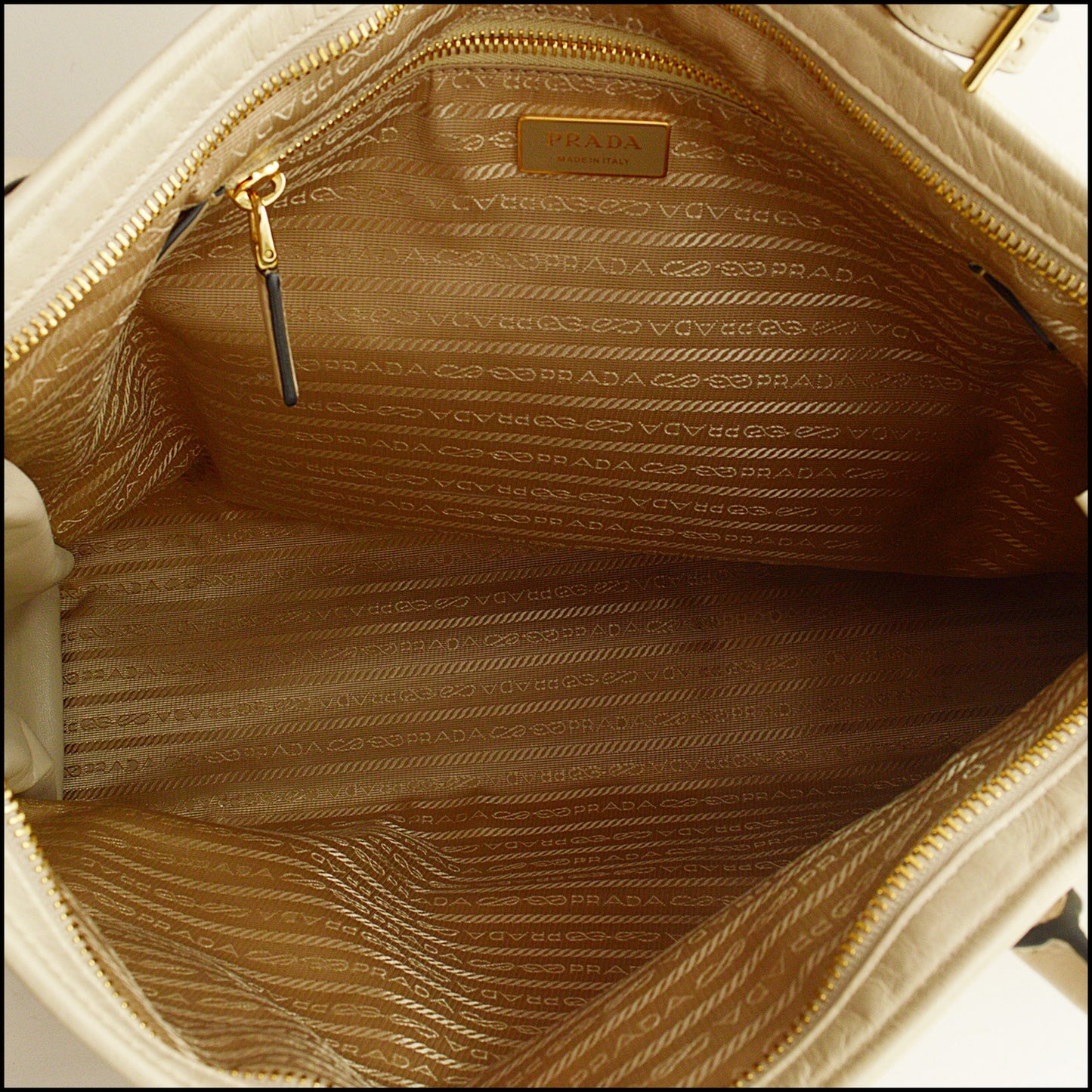 RDC15302 PRADA Travertine Leather Large Bonnie Bag