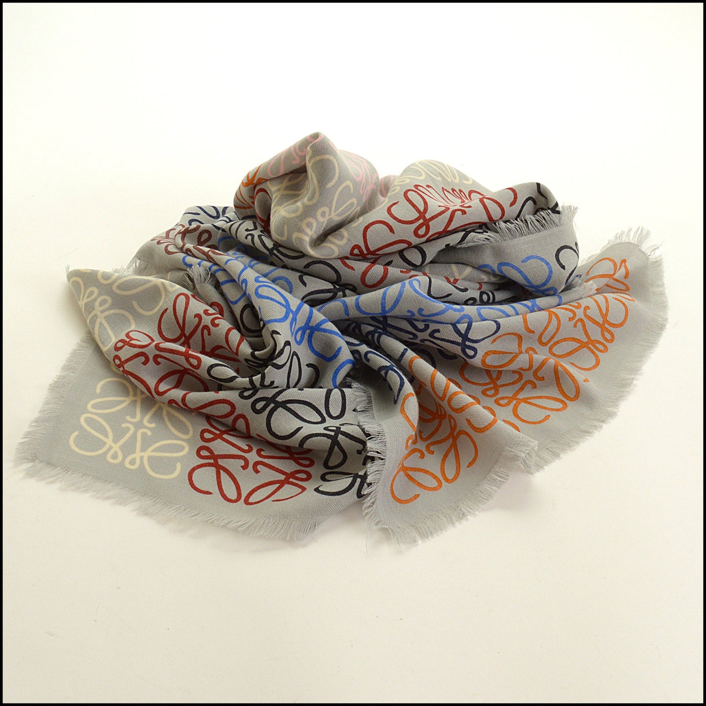 RDC15531 LOEWE Grey/Multicolor Anagram Wool/Silk Long Scarf