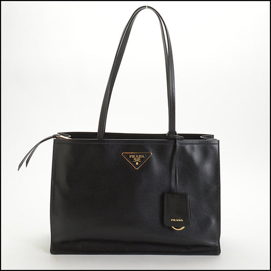 RDC14771 PRADA Black Glace Calfskin Tote Bag 1BG122