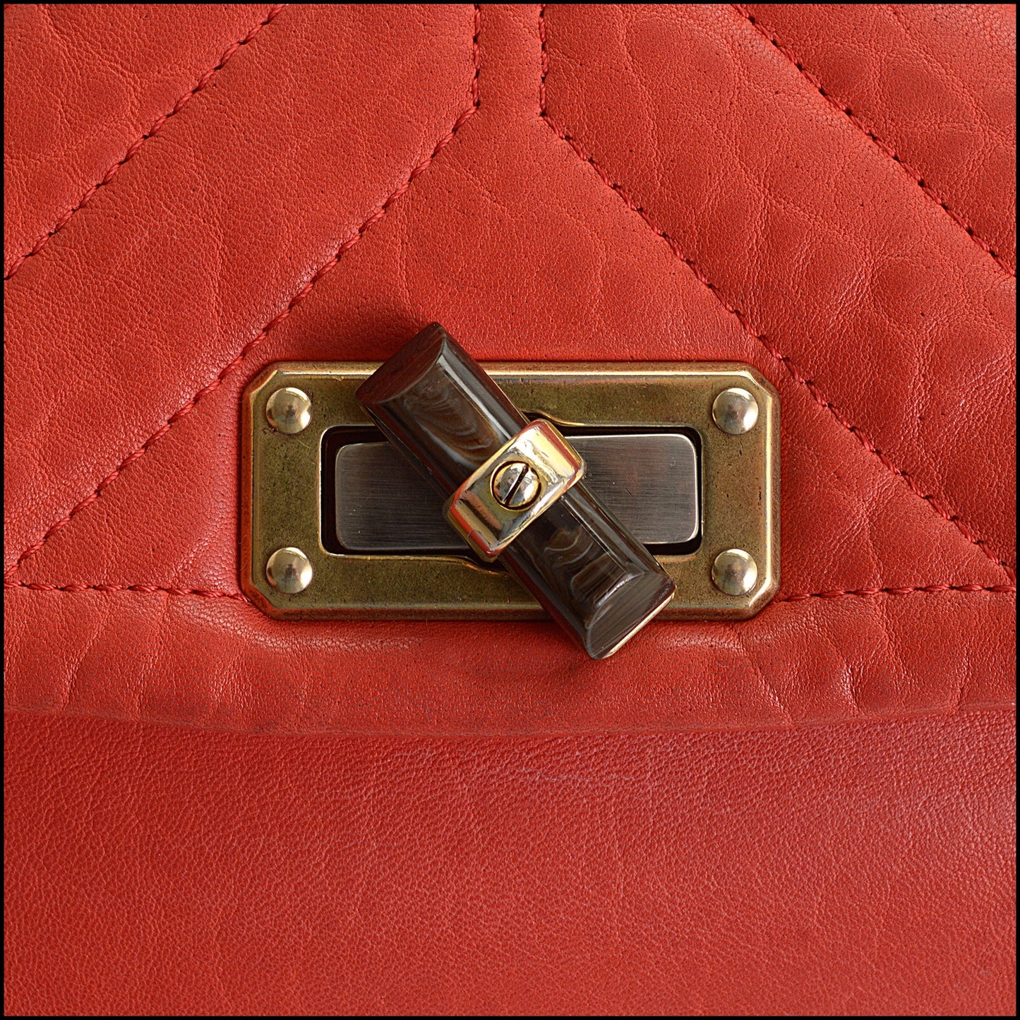 RDC14817 LANVIN Poppy Red Leather Medium Happy Handbag