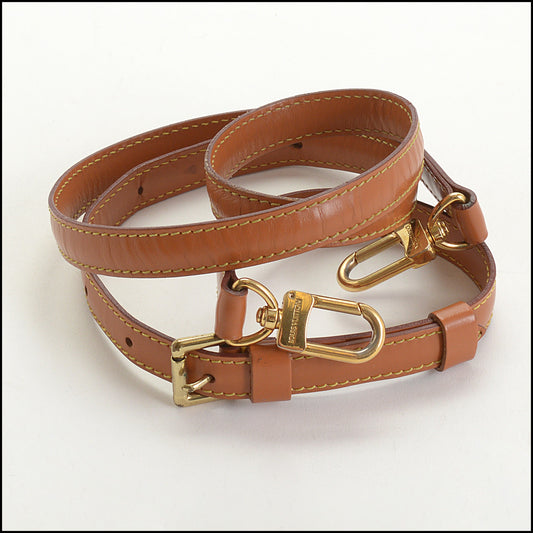 RDC14643 LOUIS VUITTON Cognac Leather Long Narrow Adjustable Shoulder Strap