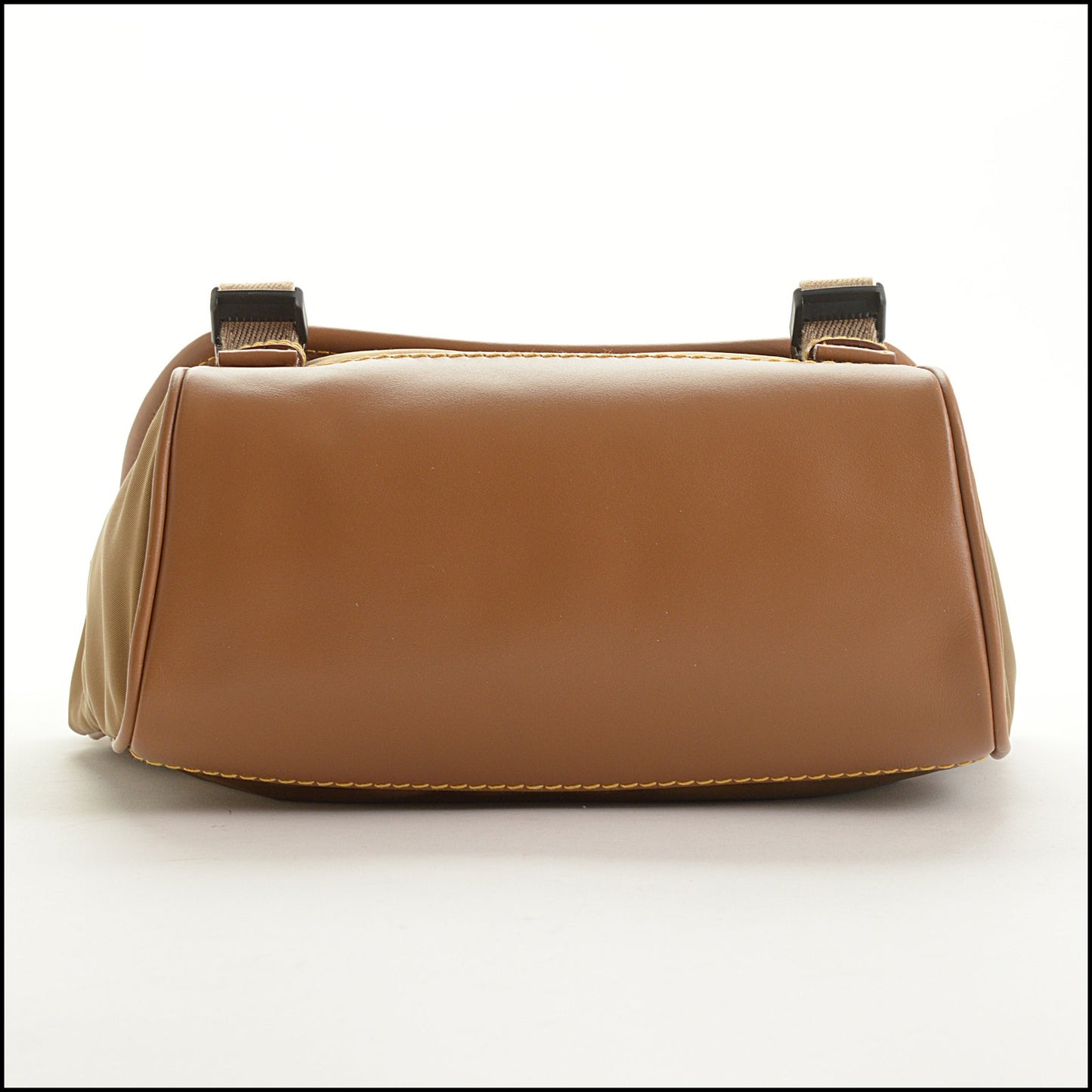 RDC15434 PRADA Brown Re-Nylon Leather Trimmed Triangle Messenger Bag