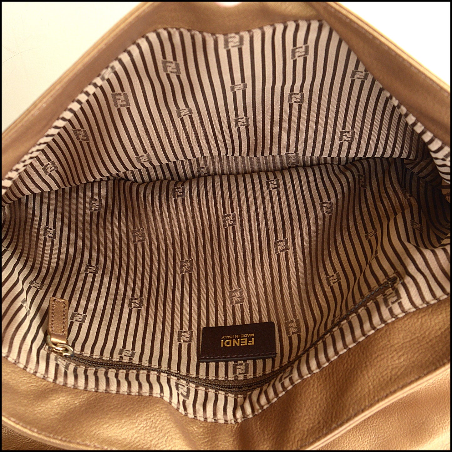 RDC14547 FENDI Gold Pleated Leather FF Bag