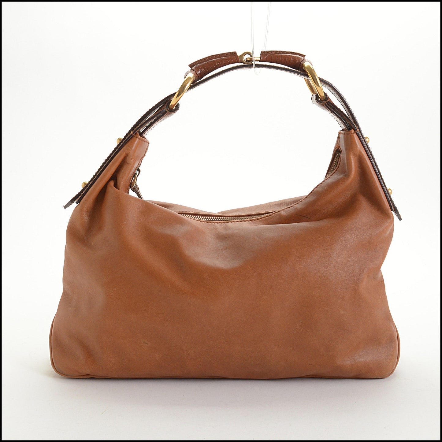 RDC14819 GUCCI Saddle Brown Leather Double Horsebit Hobo Bag