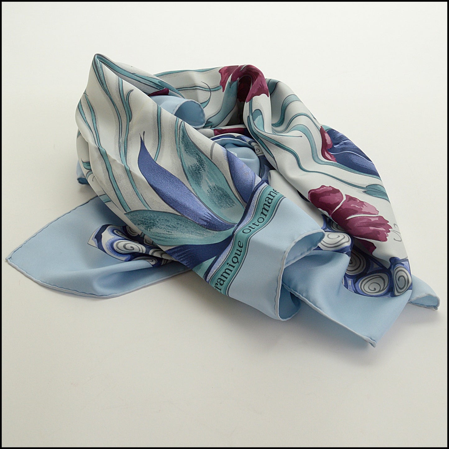 RDC15233 HERMES '02 Light Blue Cermique Ottomane Silk Scarf 90cm
