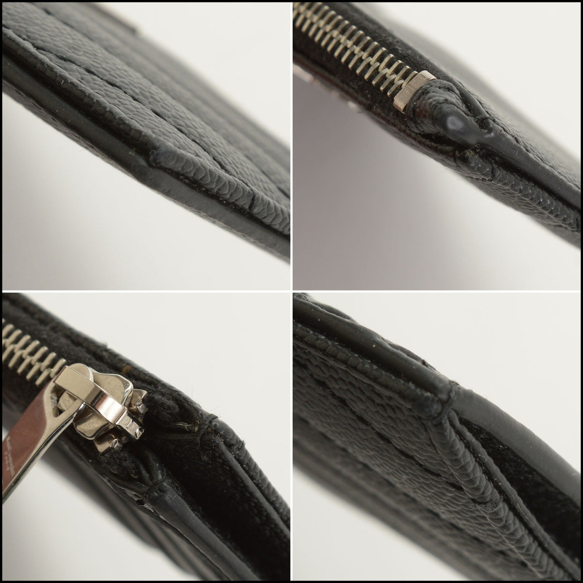 RDC15665 SAINT LAURENT Black Matelasse YSL Cassandre Zipped Card Case