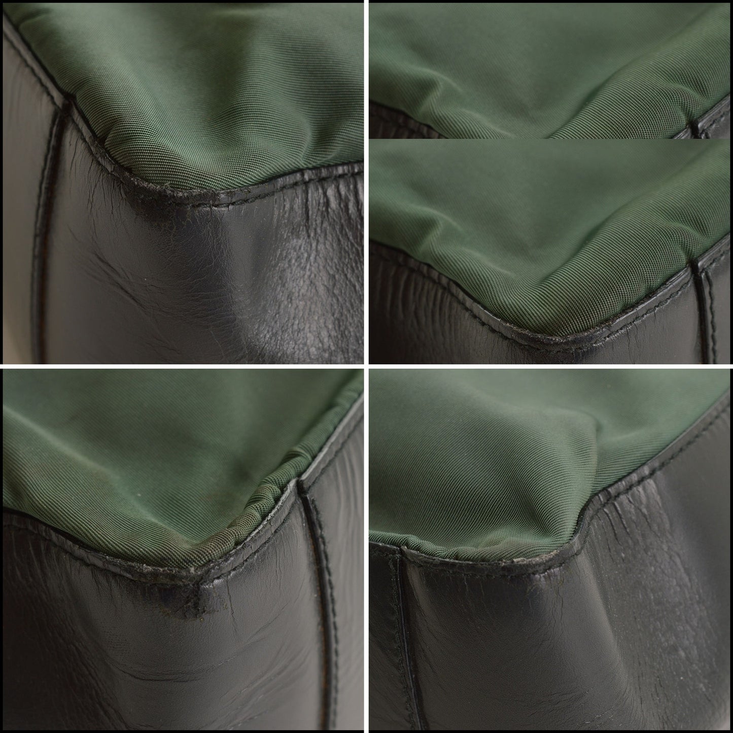 RDC15580 PRADA Green Nylon & Leather Shoulder Bag
