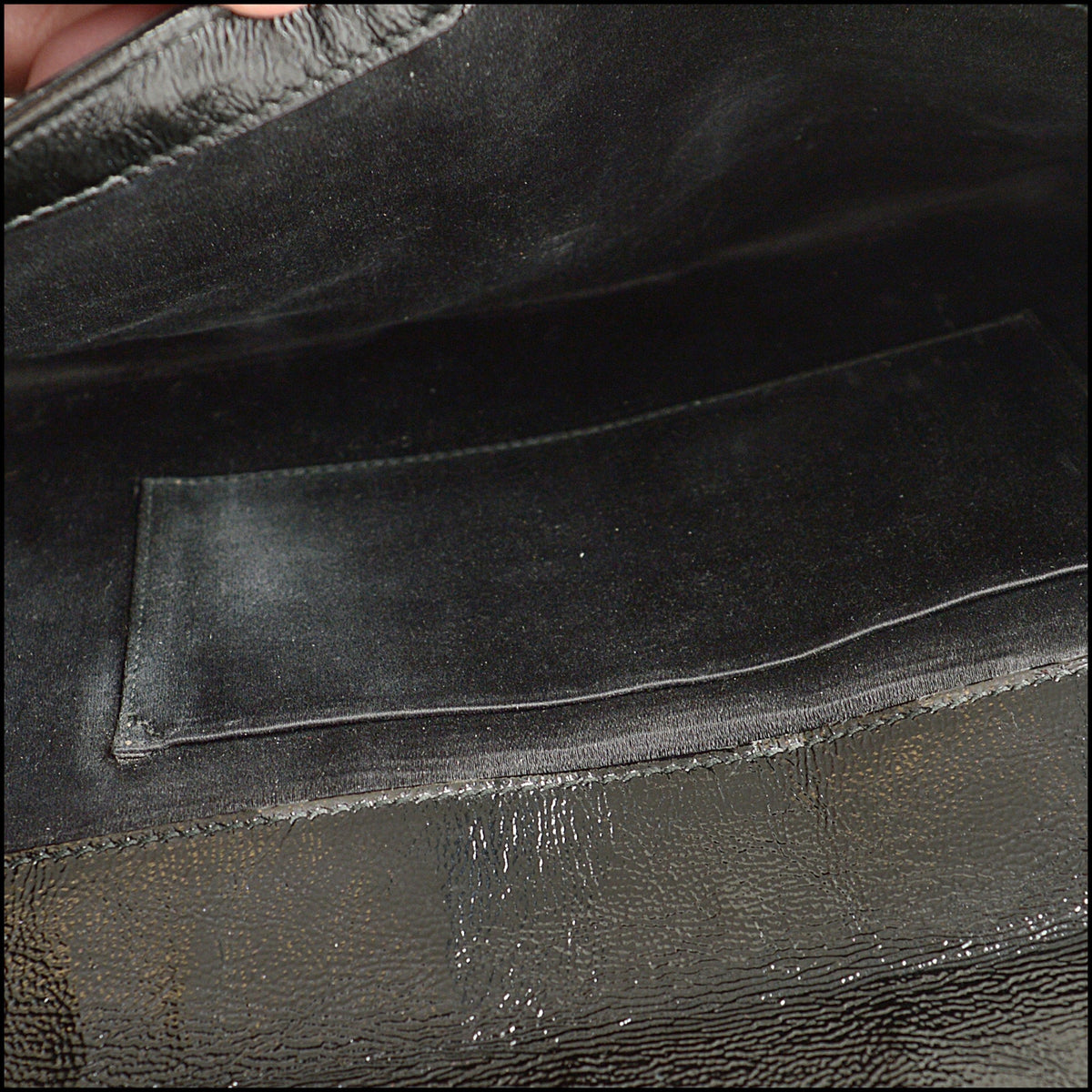 RDC15703 YVES SAINT LAURENT Vintage YSL BLack Crinkle Patent Leather Belle de Jour
