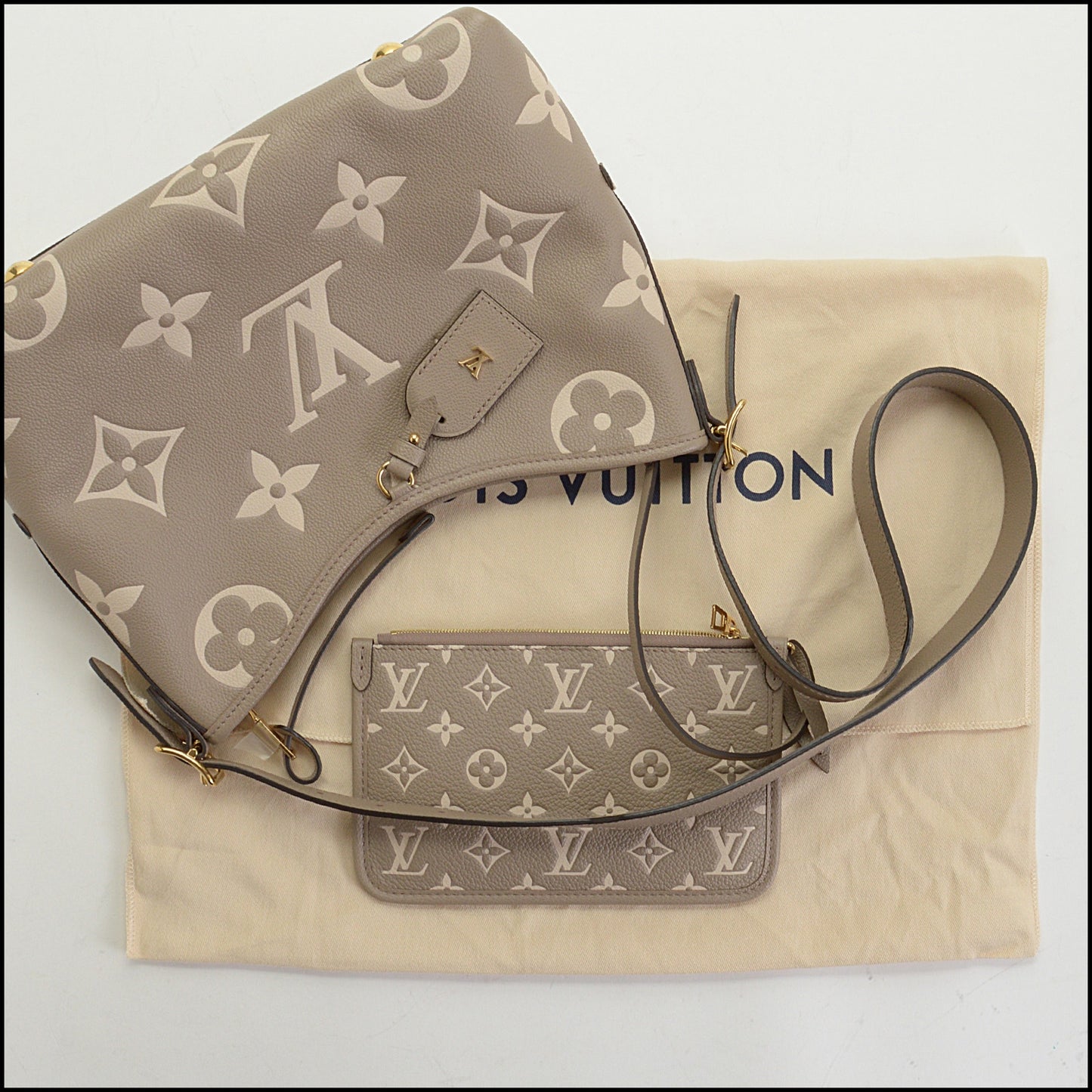 RDC14907 LOUIS VUITTON Bicolor Grey/Beige Monogram Empreinte Carryall PM