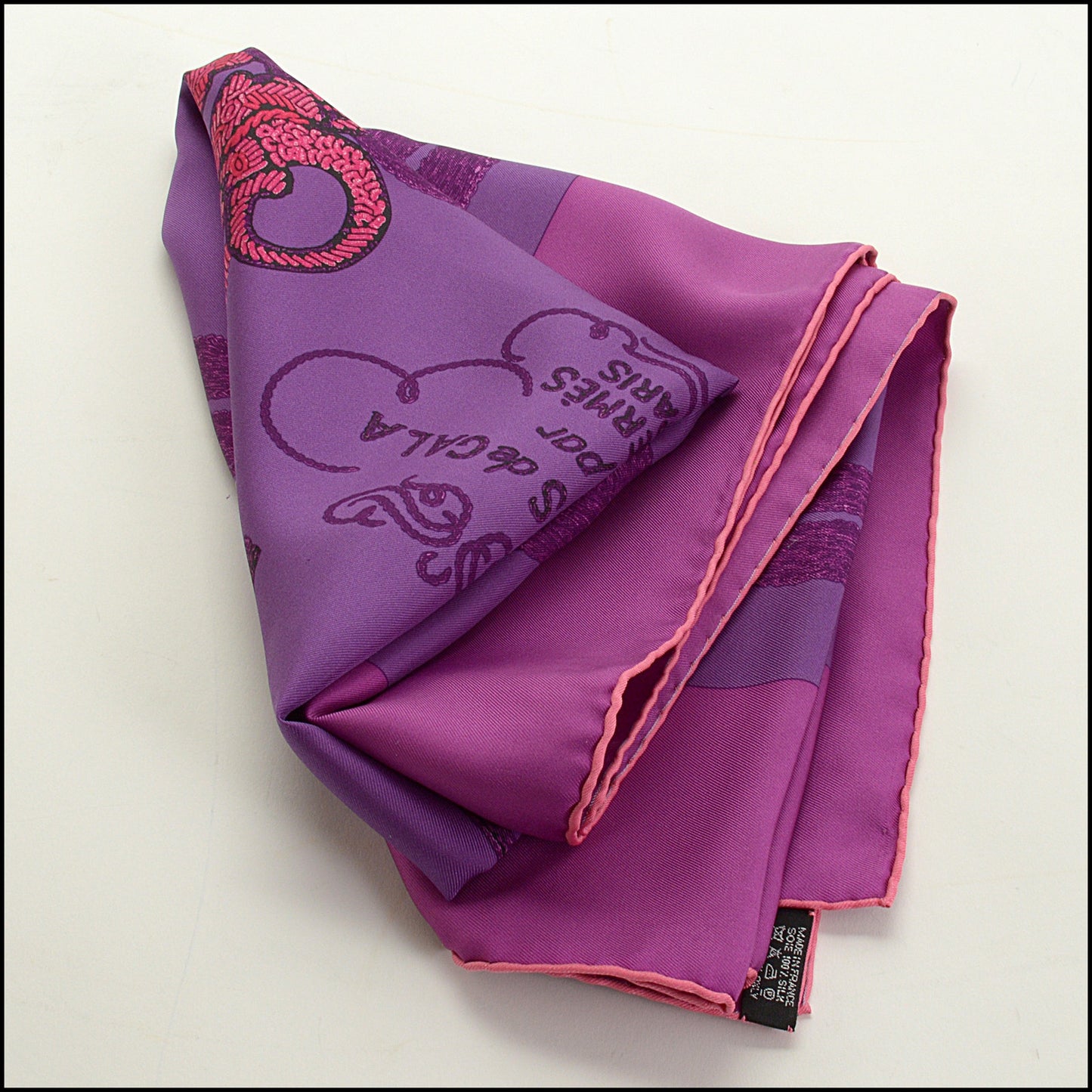 RDC15047 HERMES Purple "Brides de Gala Brode Main" 90 cm Silk Scarf