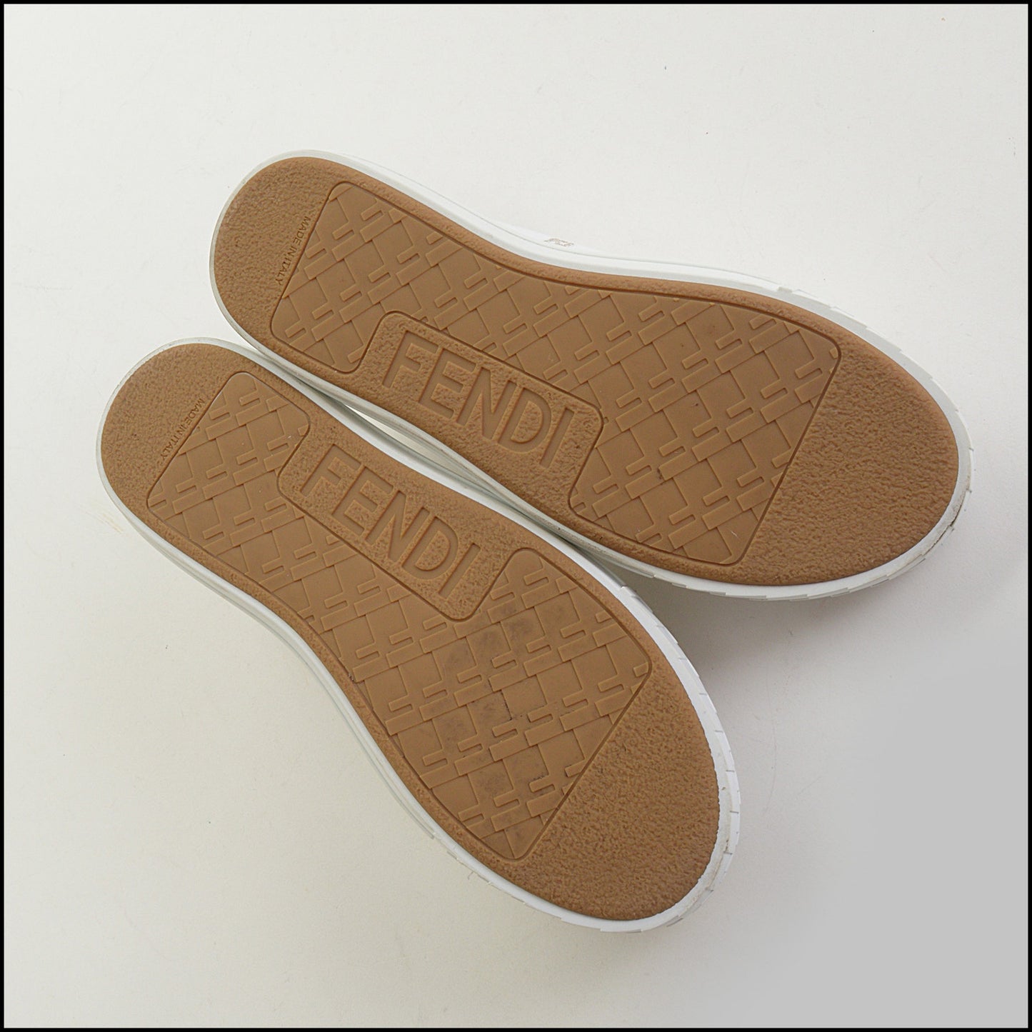 RDC14958 Authentic FENDI White Canvas FF Domino Low-Top Sneakers Size 39