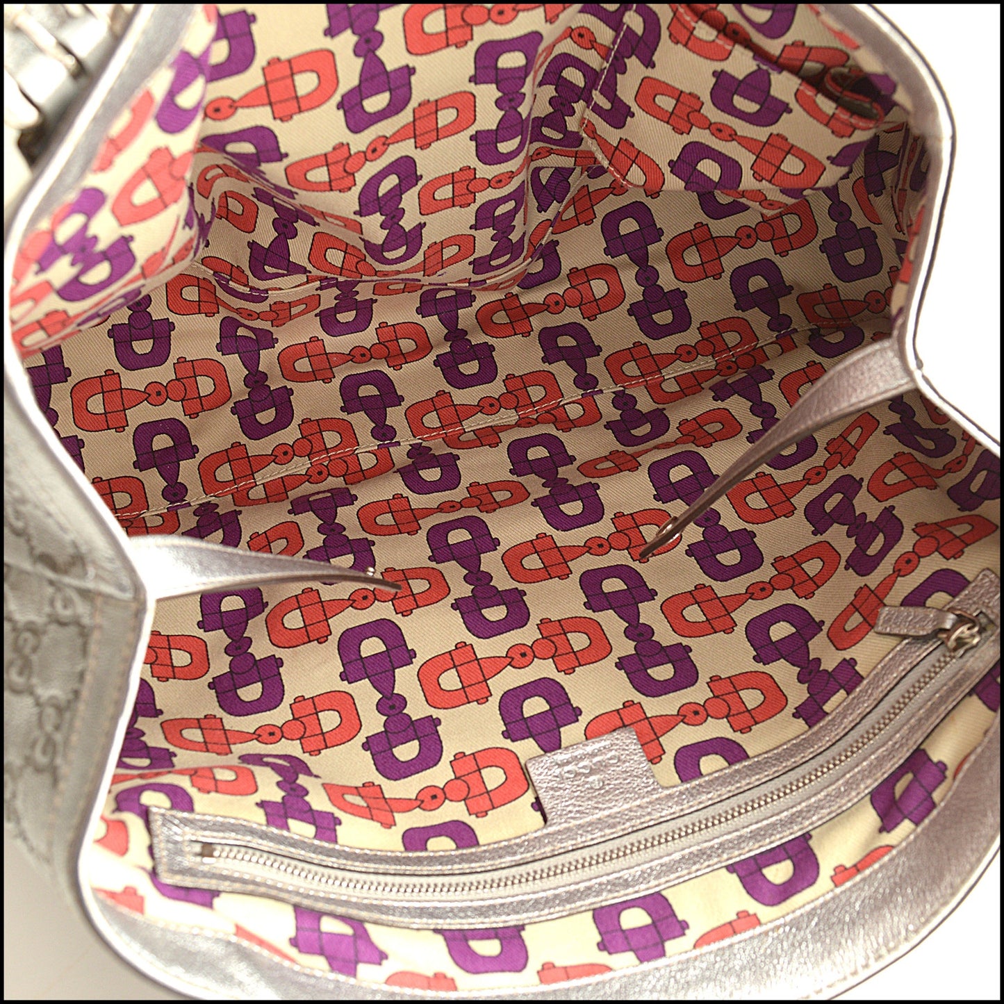 RDC15033 GUCCI Silver Guccissima Leather GG Britt Tote Bag