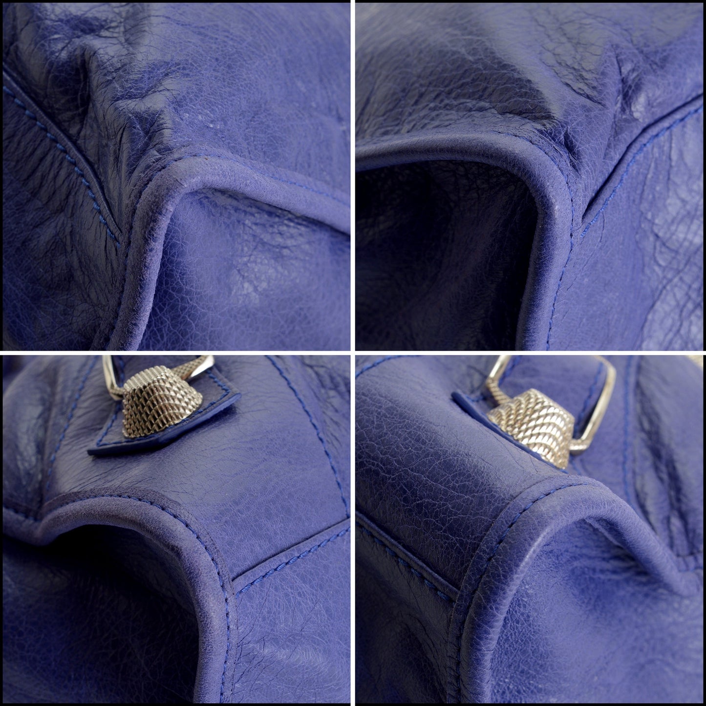 RDC15014 BALENCIAGA '11 Bleu Lavande Lambskin 21-Giant Silver Part-Time "City" bag