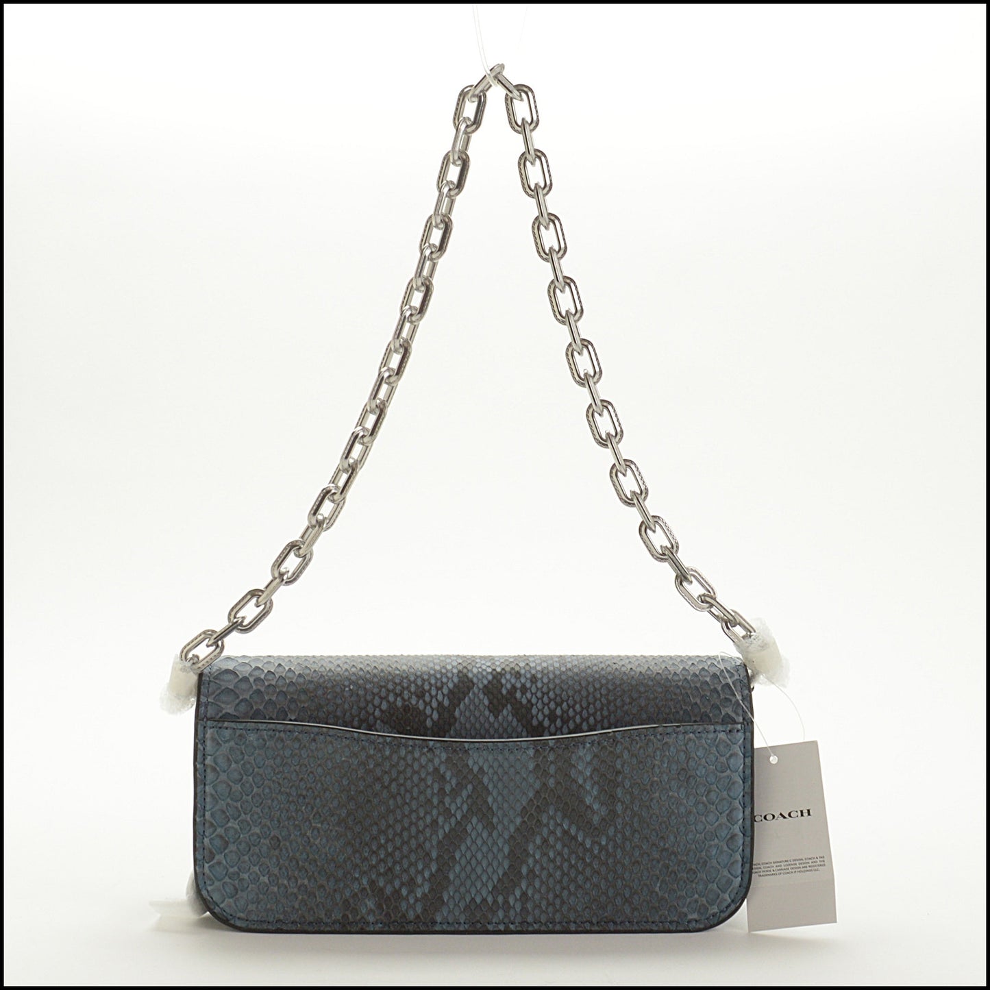 RDC15020 COACH Denim Blue Python Idol 23 Crossbody Chain Strap Bag
