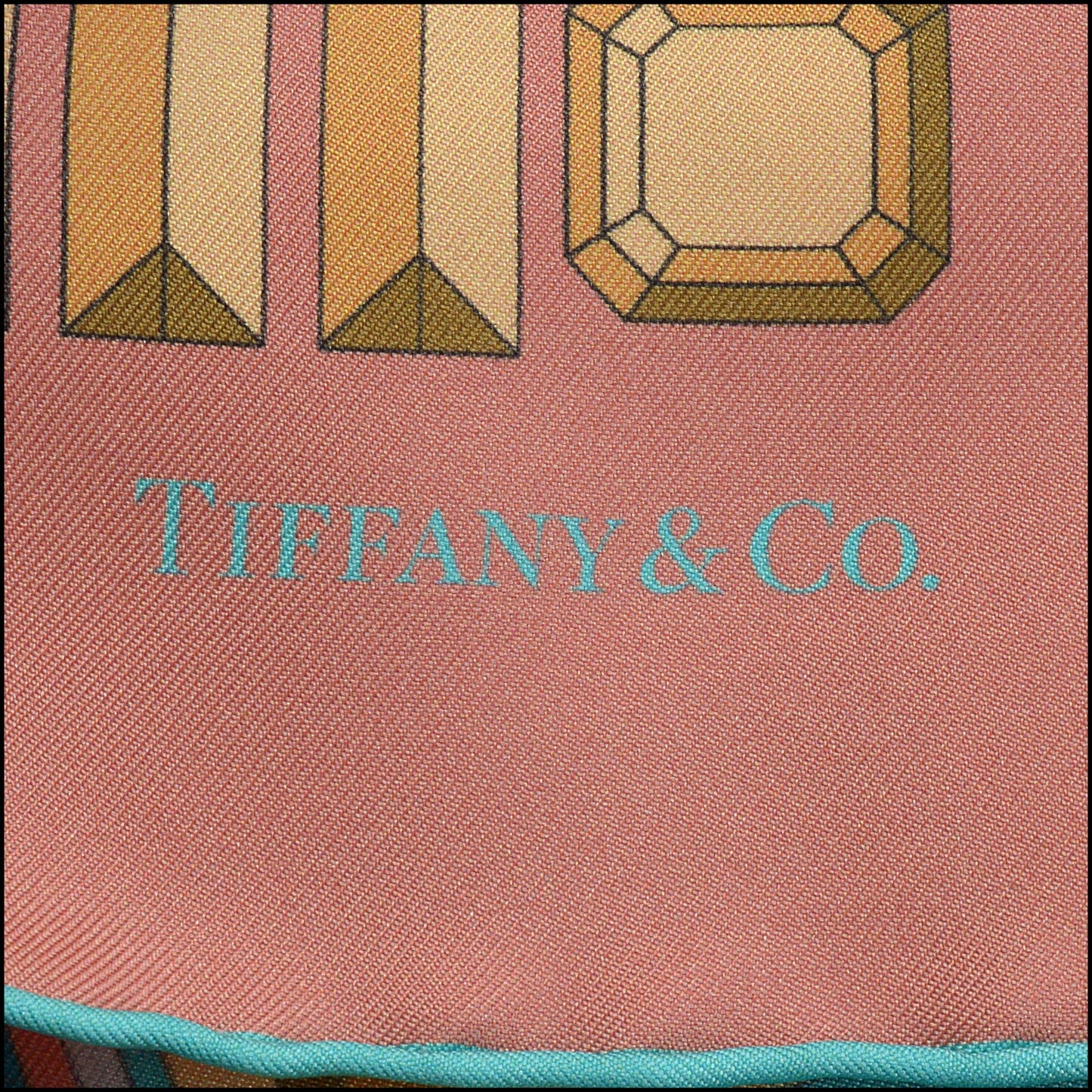 RDC15217 TIFFANY & CO. Terracotta Gem Border Silk Scarf 90cm