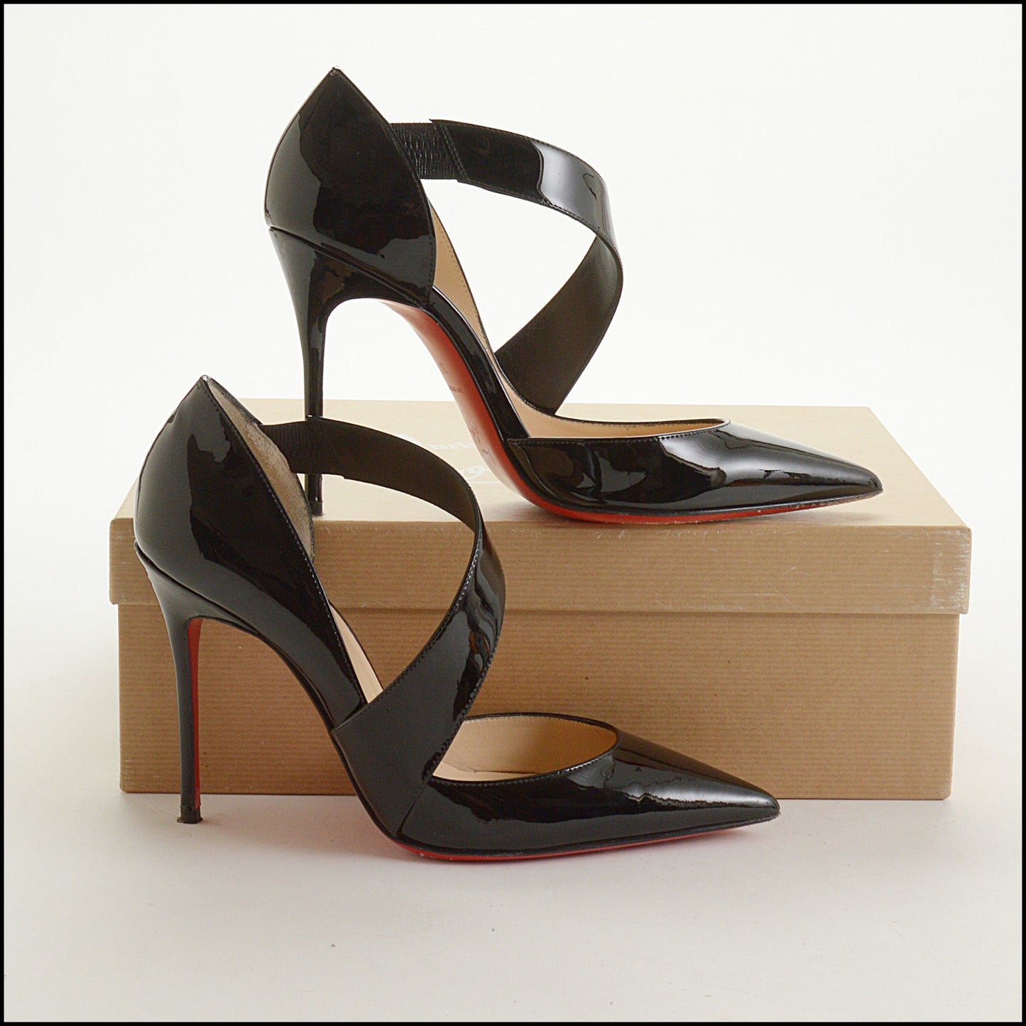 RDC15367 CHRISTIAN LOUBOUTIN Black Patent Leather Ograde 100 Pumps Size 37