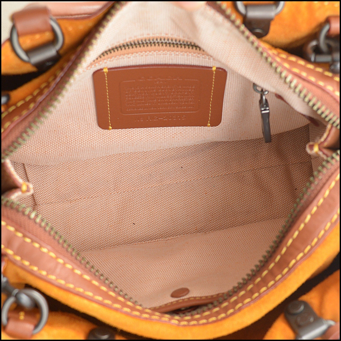 RDC15570 COACH Brown Leather Saffron Suede Rogue 25 Handbag