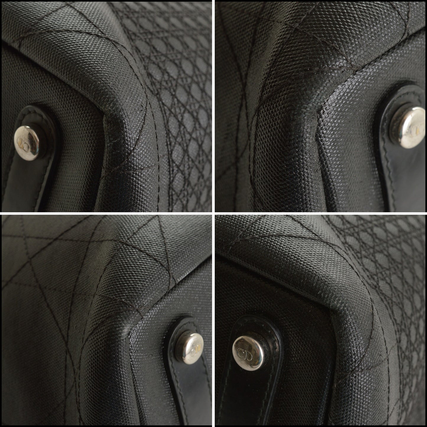 RDC15565 CHRISTIAN DIOR 2018 Black Cannage Quilted Rosato Coated Canvas Panarea Shopping Tote