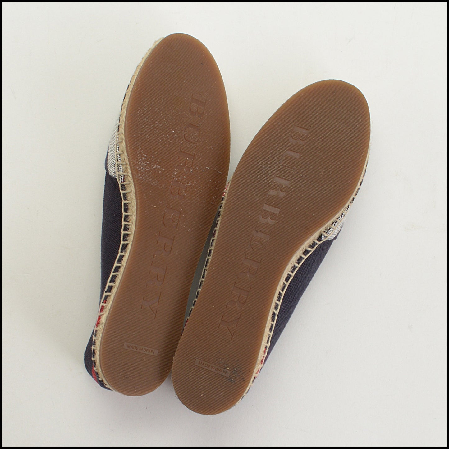 RDC14906 BURBERRY Navy Check Espradrille Flats size 37