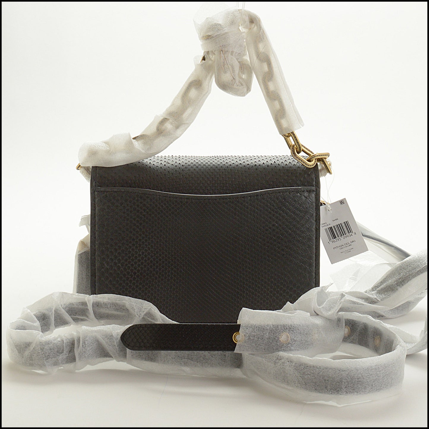 RDC15022 COACH Black Python Idol Crossbody Chain Strap Bag