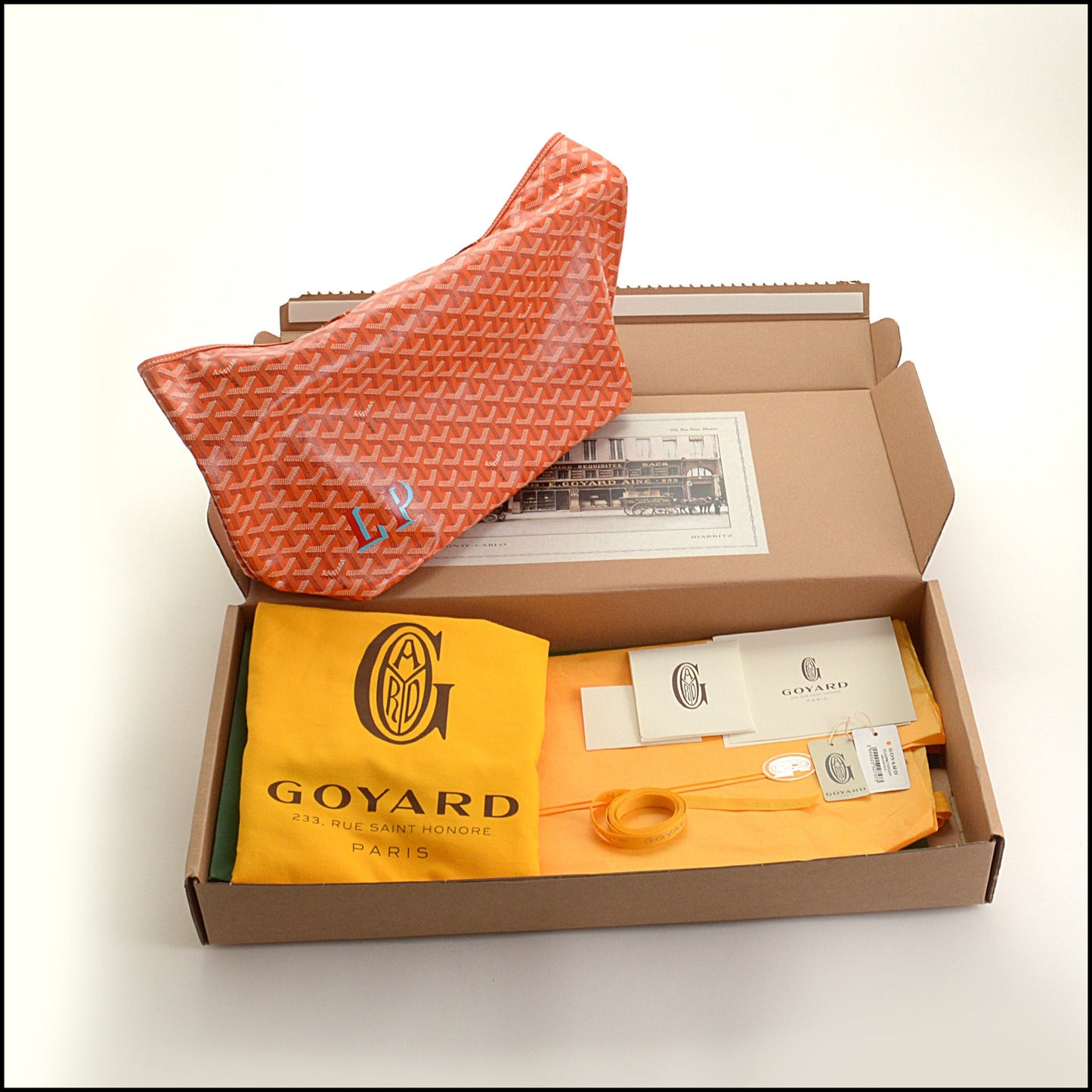RDC15476 GOYARD 2025 Orange Goyardine Canvas LP Marquage Saint Louis PM Tote Bag