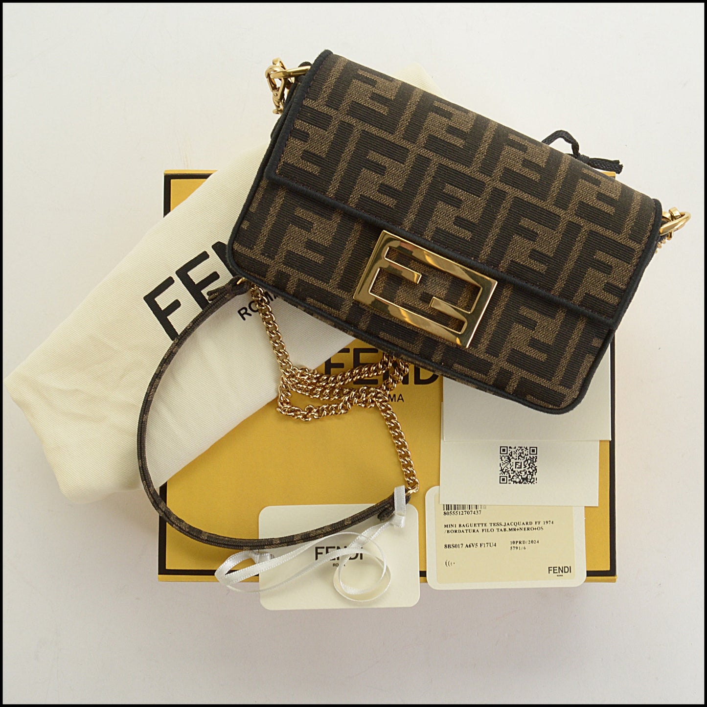 RDC15000 FENDI '24/'25 FF Jacquard Canvas Mini Baguette Bag