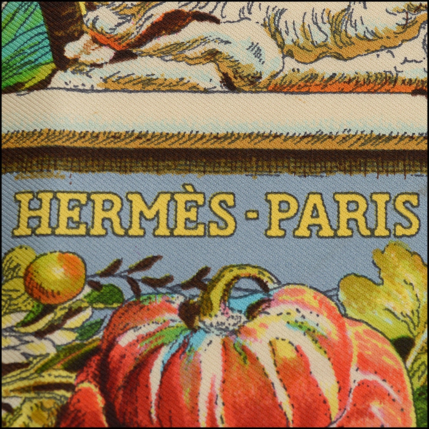 RDC15558 HERMES Blue "Les Ameriques" Kermit Oliver Silk Scarf 90 cm