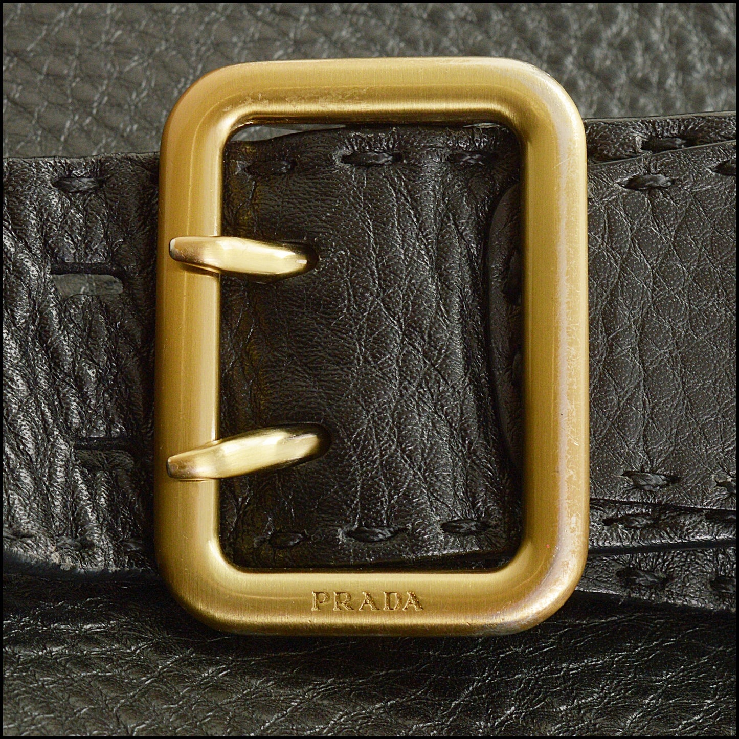 RDC15505 PRADA Black Pebbled Leather Hobo Bag