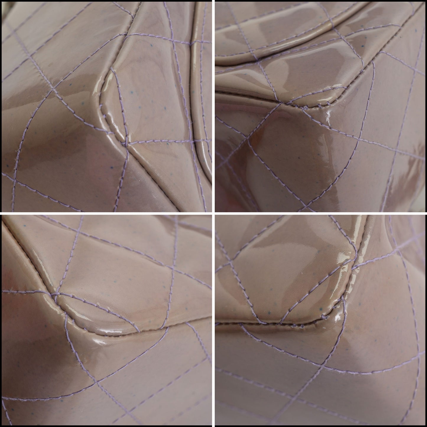 RDC14967 CHANEL '00-02 Iridescent Mauve Patent Leather Square Classic Mini Flap Bag