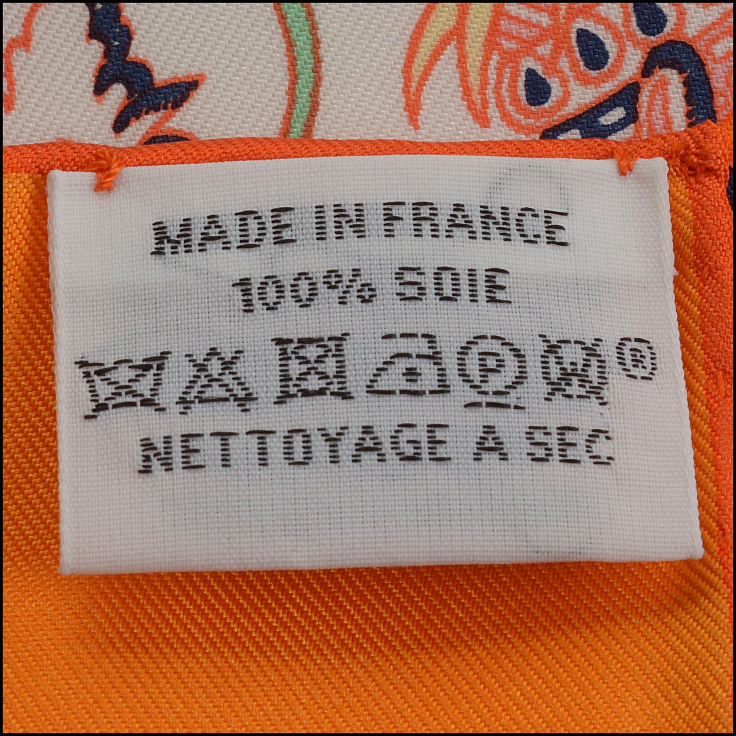 RDC15458 HERMES '20 Orange/White "La Folle Parade" Silk Scarf 90cm