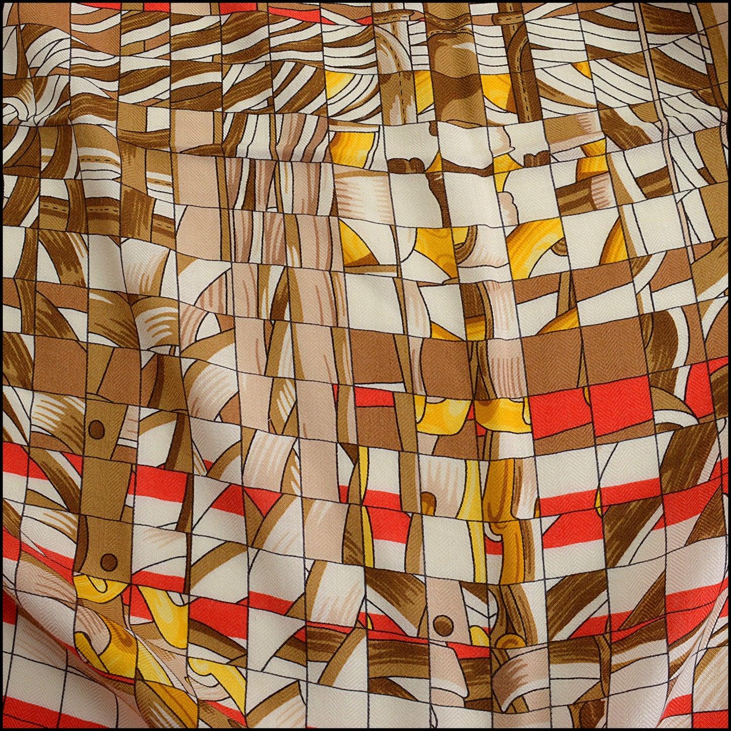 RDC14918 HERMES 2024 Red/White/Multi "Coaching Deja Vu" Cashmere/Silk 140 Shawl