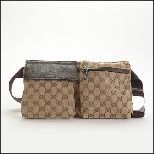 RDC14785 GUCCI Brown Monogram GG Canvas Hip Belt Bag Fanny Pack