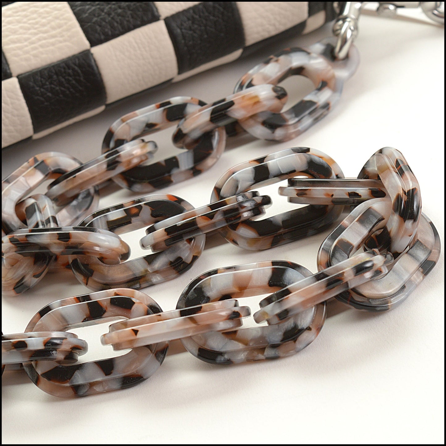 RDC15399 COACHTOPIA Black and White Checkerboard Wavy Dinky Bag