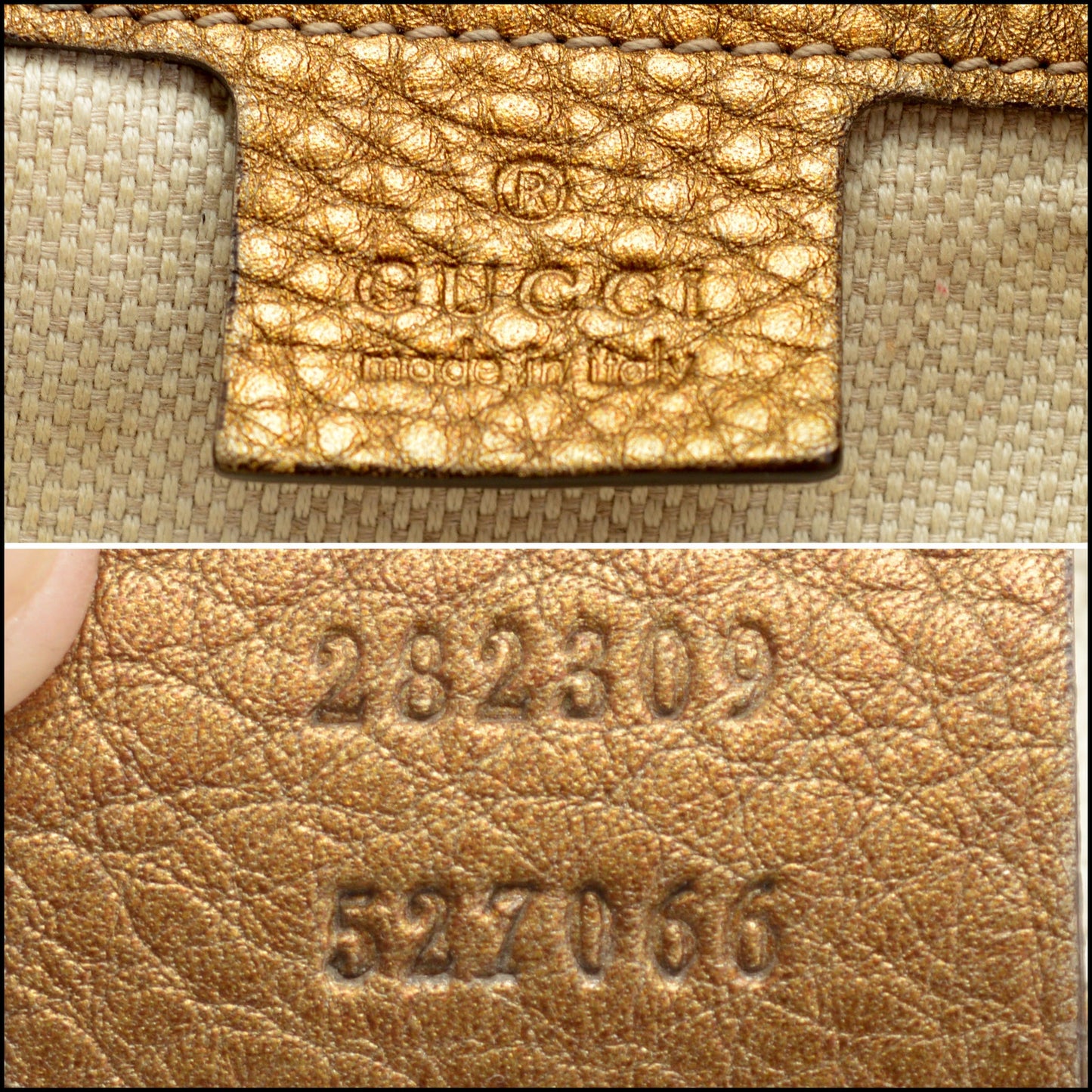 RDC15031 GUCCI Metallic Ombre Leather GG Soho Shoulder Bag