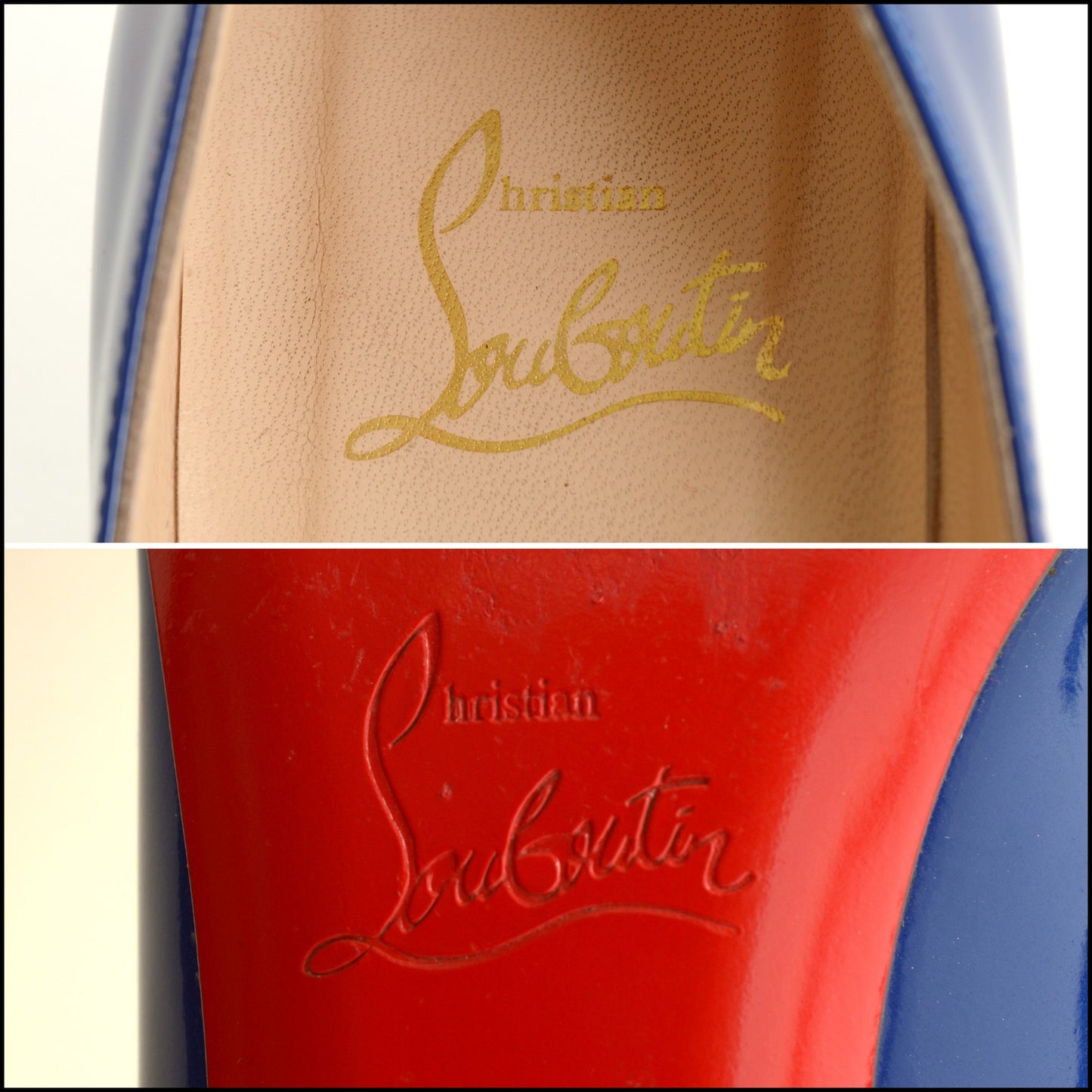 RDC15511 CHRISTIAN LOUBOUTIN Blue Patent Calfskin Leather Simple 85 Pump Size 37.5